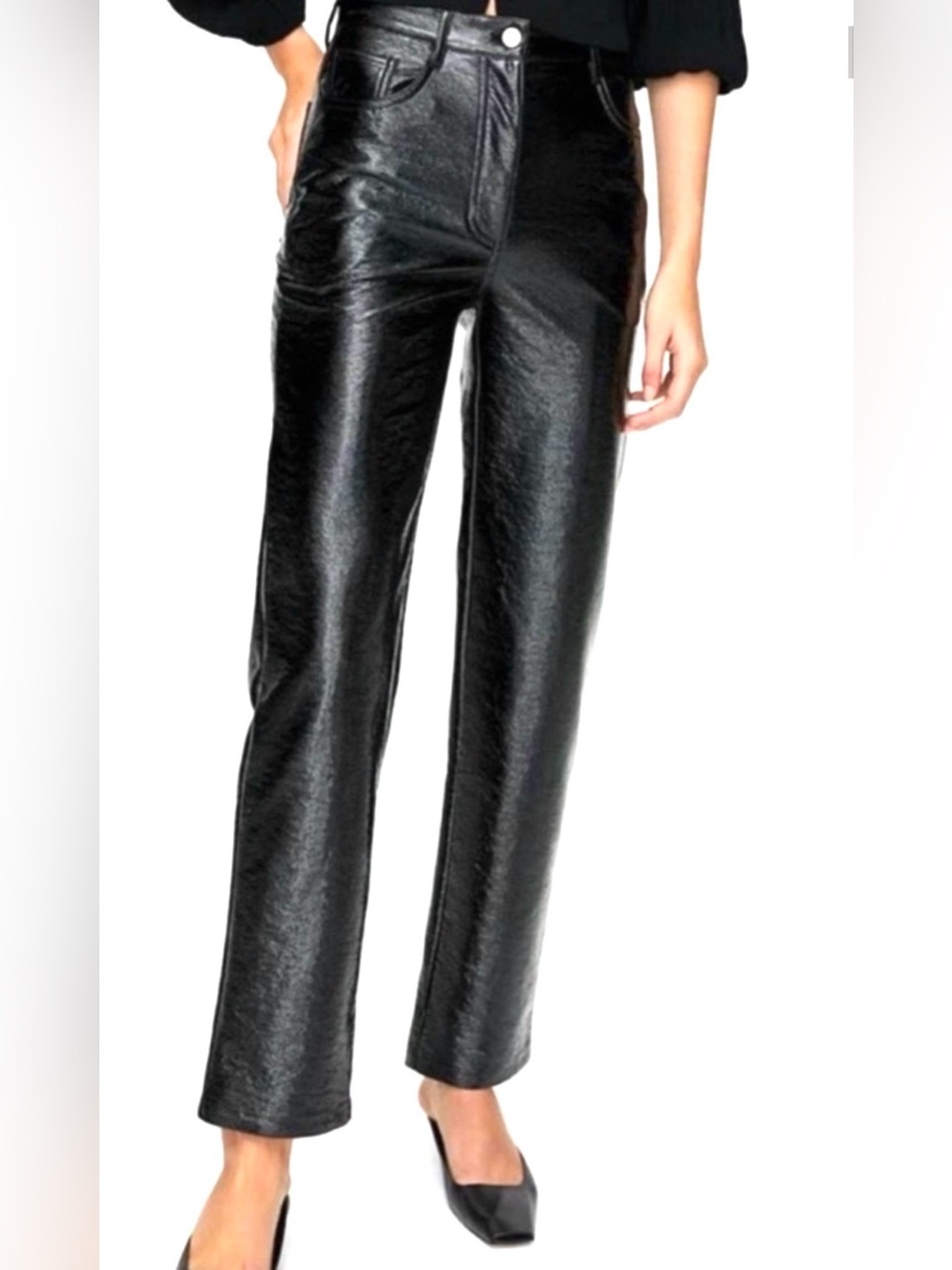 Aritzia Wilfred The Melina Straight Leg Pleather Pants Black Size 4